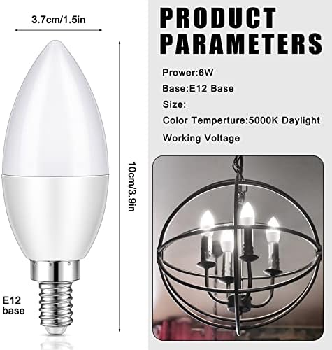 Treela 30 Pack LED Gyertyatartót Izzók E12 Mennyezeti Ventilátor Izzók 5000K Nappal Fehér Égő 6W, Csillár Izzók B11 Lámpa Nem Szabályozható