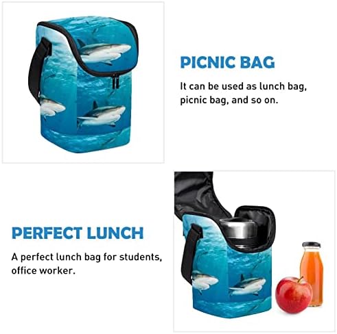GUEROTKR Ebéd Bag Nők,uzsonnás Doboz, a Férfiak számára,a Férfi uzsonnás Doboz,óceán állat hal, kék mintával