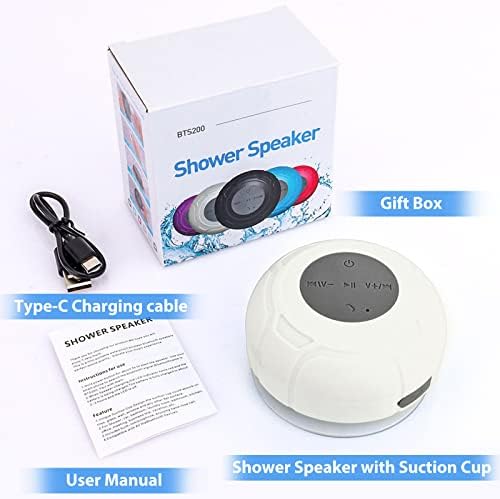 LUKADER Vízálló Bluetooth Zuhany Hangszóró Hordozható, Vezeték nélküli, Vízálló Hangszóró tapadókorong,Beépített Mikrofon Ajándékok Gyerekeknek