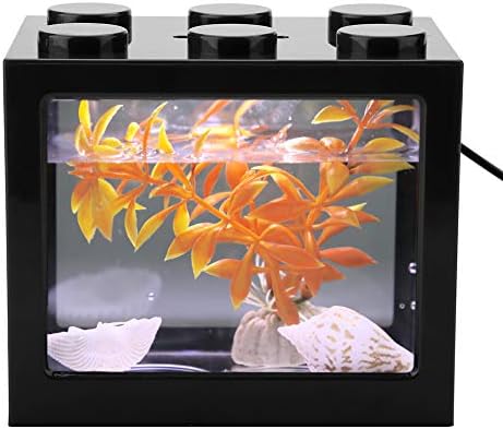 FAMKIT Akvárium Szett akvárium Párásító Kreatív Akvárium Kis akvárium LED Mini Asztali Betta akvárium Éjszakai Fény Kis Asztal Üveg Hal