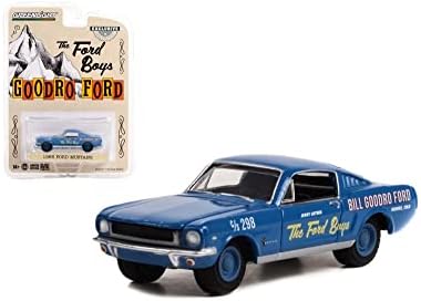 1965-Ös Ford Mustang Ferdehátú, Kék - Zöld Fény 30366/48-1/64 Skála Fröccsöntött Modell, Játék Autó