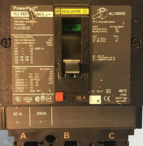 A SCHNEIDER ELECTRIC HJA36030 Öntött Esetben Megszakító 600 Voltos 30-Erősítő Elektromos Box