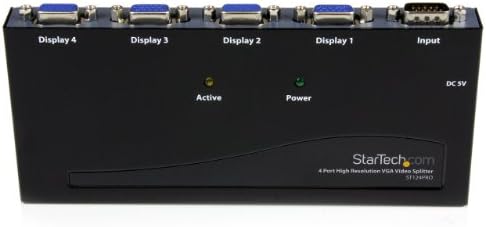 StarTech.com 4-Port-VGA Video-Splitter - 300 MHz - VGA Splitter - 4 - port- 2048x1536 @ 80Hz (ST124PRO) Fekete