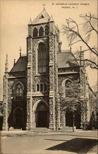 Szent Miklós Katolikus Egyház Passaic, New Jersey NJ Eredeti Antik Képeslap