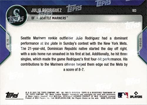 2022 Topps Most Baseball 183 Julio Rodriguez Újonc Kártya Mariners - Csak 2,113 készült!