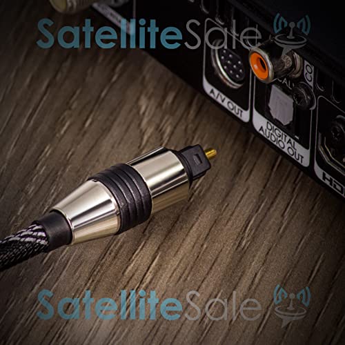 SatelliteSale Digitális Toslink SPDIF Audio Optikai Kábel, Univerzális Vezeték Nylon Fekete/Ezüst Kábel 15 méter
