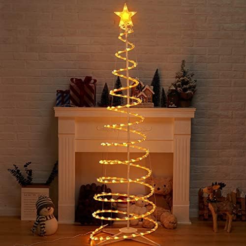 Spirál karácsonyfa Lámpák, 6 Méteres karácsonyfa Lámpák 7 Csillag Topper, UL Tanúsítvány Összecsukható Kültéri Spirális Fa