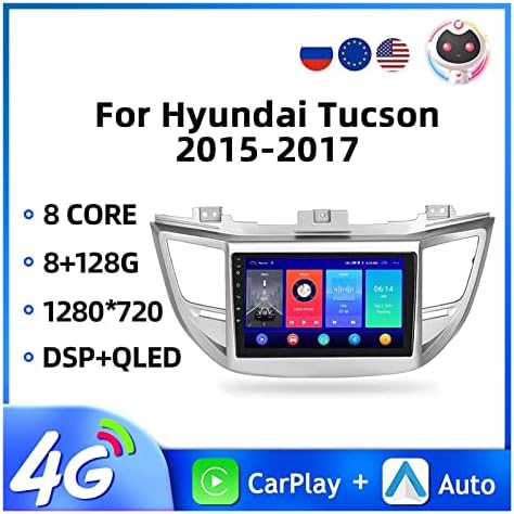 Android 2din autórádió Kompatibilis Hyundai Tucson 2015-2017 Multimédia Lejátszó GPS Navigációs 4G WiFi Carplay 8Core EQ DSP (Szín : 4 64G