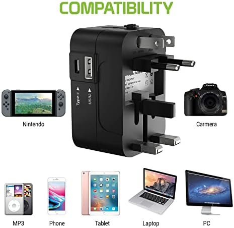 Utazási USB Plus Nemzetközi Adapter Kompatibilis a Samsung Galaxy Core Plusz Világszerte Teljesítmény, 3 USB-Eszközök c típus, USB-A Közötti