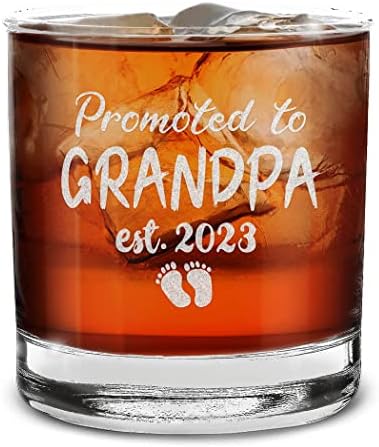 shop4ever® Elő Nagyapa Est 2023 Vésett Whiskys Üveg Ajándék Először Tata, Új Nagyapa, Nagyapa, hogy