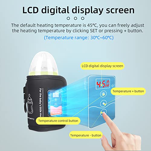TOWOOZ Üveg Melegebb, cumisüveg Melegítő USB Töltés Könnyen kezelhető Tej Melegebb LCD Digitális Kijelző, Könnyű, Hordozható