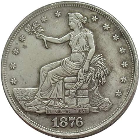 Ritka 1876 cc Ülve a Szabadság Amerikai egyesült államok amerikai Egyesült Államok Kereskedelmi Dollár Antik Restrike Ezüst Színű Érmét.
