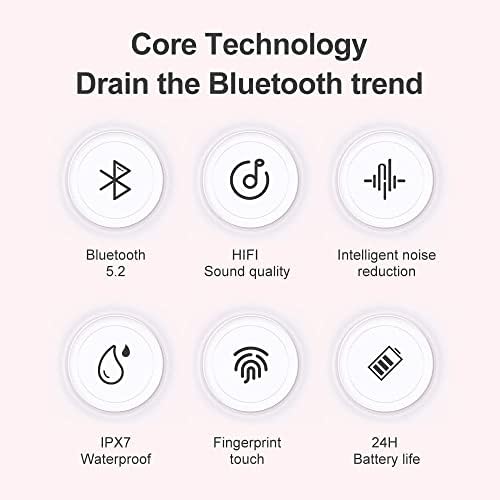 Hoseili 【2022editionBluetooth Fejhallgató.Bluetooth 5.2 Vezeték nélküli Fülhallgató in-Ear，Power LED Kijelző IPX7 Vízálló