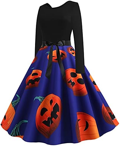 2022 Női Halloween Hercegnő Szoknya V-Nyak Pillangó Nyakkendő Koponya Nyomtatás Derék Smocked Kényelem, Hosszú Póló, Ruha