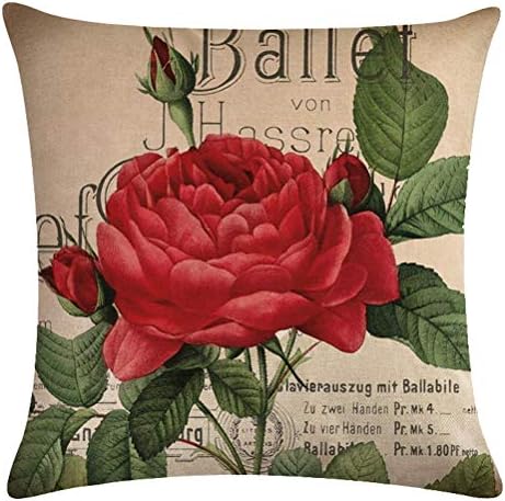 7ColorRoomRose Párnát Borító, Virágzó Piros Rózsa a Virágok &Zöld Levelek Minta Dekoratív Szögletes Párnahuzatok,18 X 18 Cm 2 Csomag