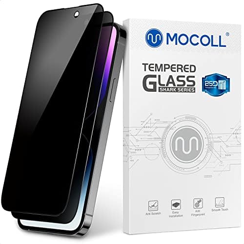 MOCOLL 2 Csomag Adatvédelmi Képernyő iPhone 14 Pro Max【Csere, Ha Buborék】 9H Keménység Teljes Coverag Edzett Üveg HD Világos Anti-ujjlenyomat