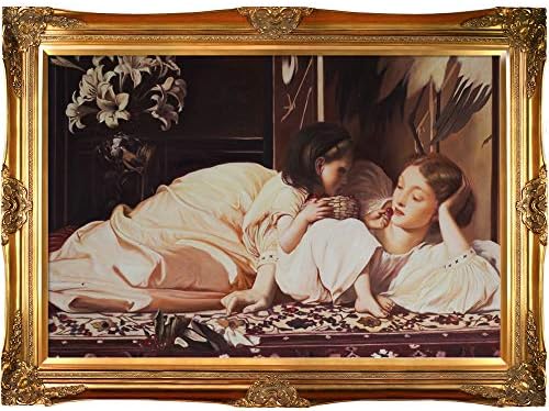 La Egyveleg, Anya, mind a Gyermek a Viktoriánus Arany Keretes Olaj Festmény, 44 x 32, LF3160-FR-6996G24X36