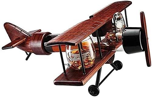 gyönyörű Whiskys Üveget Whisky Szemüveg Whiskys Üveget Repülőgép Meghatározott, Poharak, Antik, Fa Repülőgép,Whiskey Ajándék Szett