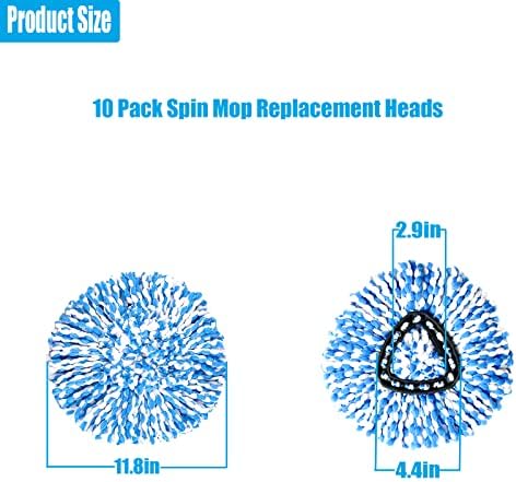 10 Pack Spin Mop Csere Fej, Csak Alkalmas RinseClean 2-Tartály Rendszer, Mikroszálas Spin Mop Utántöltő, 360° Forgó Mop Cserélje