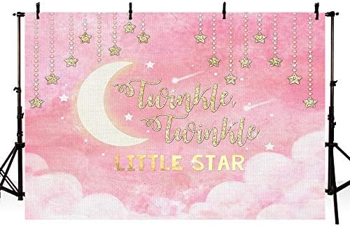 MEHOFOND Twinkle Twinkle Little Star Baba Zuhany Rózsaszín Party Dekoráció Hátteret, Ruhát a Lány Fotózás Háttér Banner Csillogó