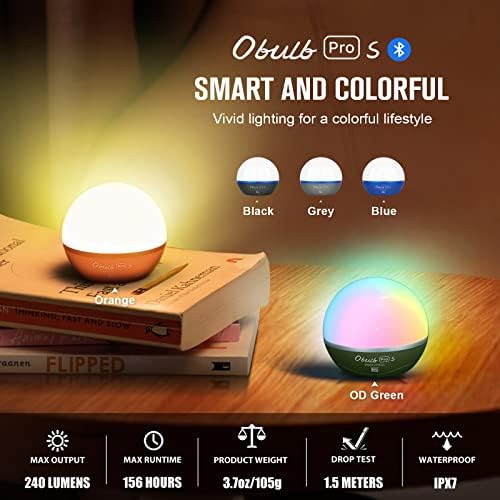 OLIGHT Obulb Pro S Többszínű Éjszakai Fény Gömb a Bluetooth ALKALMAZÁST, Kontroll Csomagok Baton3 Pro Újratölthető Elemlámpák, 1500 Lumen