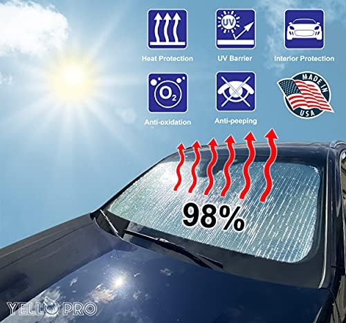 YelloPro Automatikus Illeszkedés Fényvisszaverő Első Szélvédő Napernyő Nap Árnyékban 2022 2023 Nissan Határ Teherautó, UV Reflektor