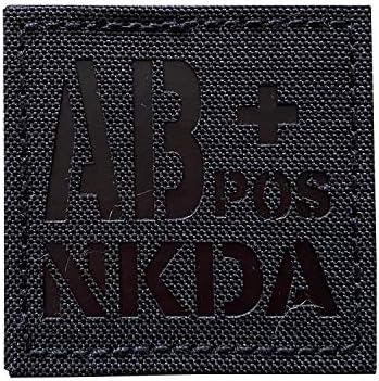 2x2 centis Fekete Infravörös IR Taktikai POS NKDA vércsoport Pozitív POS Patch-tépőzáras (AB+POS)