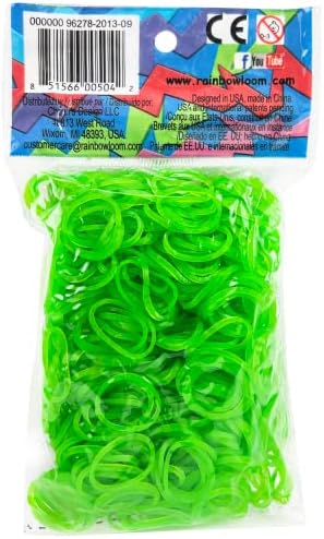Szivárvány Szövőszék® Zselé Gyűjtemény: Lime Zöld gumiszalag 24 C-Klipek (600 Szám)