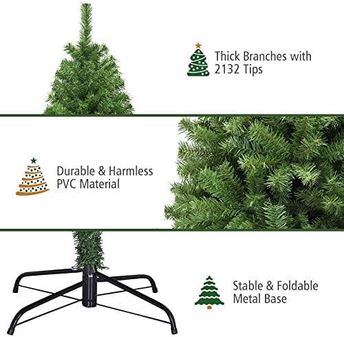 NBLD 9ft Mesterséges karácsonyfa,Kivilágítatlan Teljes Klasszikus Lucfenyő karácsonyfa w/2132 PVC,Könnyen Összeszerelhető a Zsanér,Fém, Összecsukható
