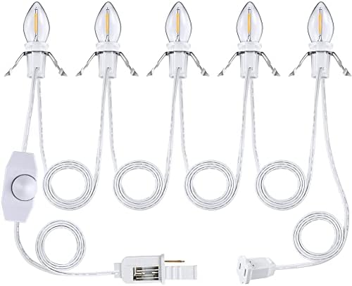 Tartozék Kábel, 5 LED Izzó, 13 Méter, Fehér Kábelt a C7 Lámpa, Ki/Be Kapcsoló, Csatlakozó, Tartalék Biztosítékok, Női/Férfi