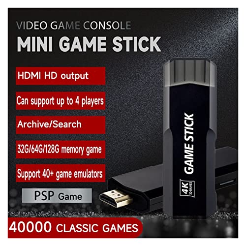MOLLAL 4K játék konzol 4K 128G Retro videojáték-Konzol Vezeték nélküli Vezérlő, Beépített 40,000 Játékok PS1/GBA Fiú Karácsonyi Ajándék
