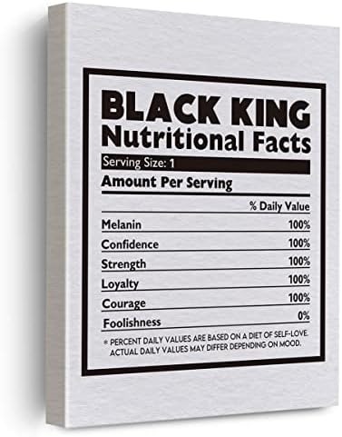 EVXID Fekete Király Táplálkozási Tények Vászon Posztert, Festményt Wall Art, Fekete Nyomtatás Grafika, Keretezett Kész Lógni a lakberendezés