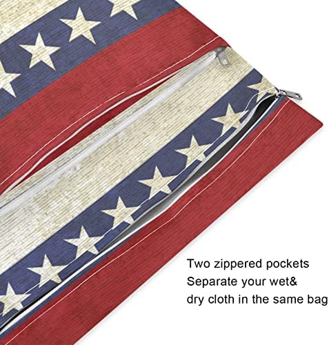 DJYQBFA Vintage Amerikai Zászló Nedves, Száraz Zsákok 2db Vízálló Nedves Újrafelhasználható Táska Nedves, Száraz Zsákok Fürdőruha ruha