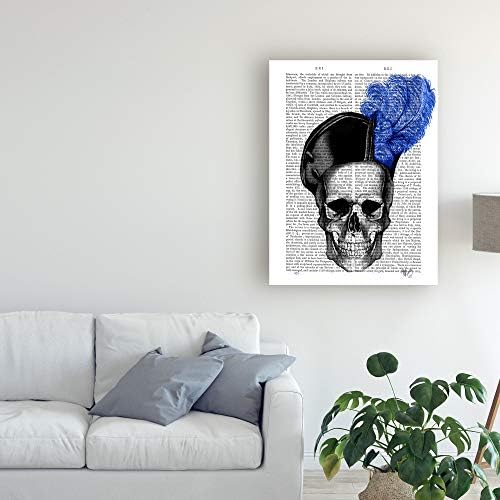 Védjegy képzőművészeti Koponya Kék Kalap által Fab Funky, 35x47
