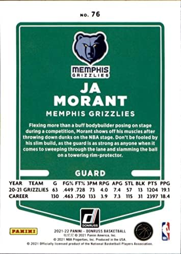 JA MORANT 2021-22 Donruss 76 NM+-MT+ NBA Kosárlabda Grizzlies