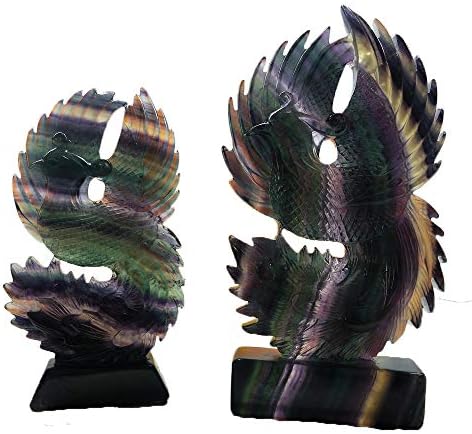 Minőségi Áruk Kristály Faragás Természetes Fluorit Faragás Phoenix, az Állatok Gyógyító Őrző Szobor Figura Kézműves (18-20cm)