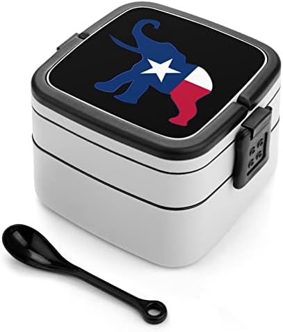 Texas Zászló Elefánt Vicces Egy Bento Box Ebéd Tartály Kanál Utazási Munka Piknik