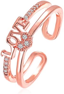 Gyűrű Fiú Állítható Gyűrű Nyitó Eljegyzési Kerek Vágott Zircons Nők Esküvői Gyűrű, Ékszerek, Gyűrűk, Nő (Rose Gold, Egy Méret)
