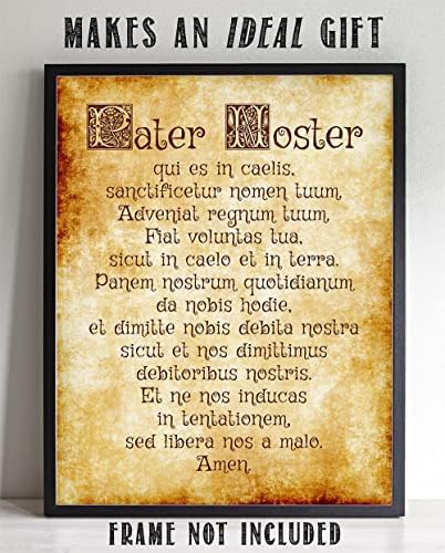 Pater Noster miatyánkot Wall Art, 11x14 keret nélküli Nyomtatás - Gyönyörű miatyánk Ima Latin Szentírás -, Vallási Inspiráló Poszter