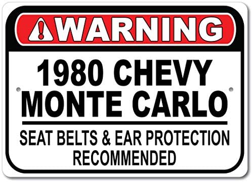 1980 80 Chevy Monte Carlo biztonsági Öv Ajánlott Gyors Autó Alá, Fém Garázs Tábla, Fali Dekor, GM Autó Jel - 10x14 cm