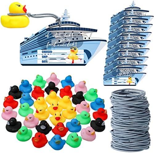 180 Pack Kacsa Tag Cruise Szett Tartalmazza a 40 Lap Kacsák Tag Furat, 40 Db Gumi Kacsa a Tengerjáró Hajók, illetve 100 Db Rugalmas Bungee