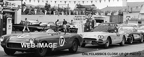 OnlyClassics 1958-as Corvette, Porsche sportkocsi Mobil benzinkút ÜDÍTŐT Jel Fotó AUTO Racing