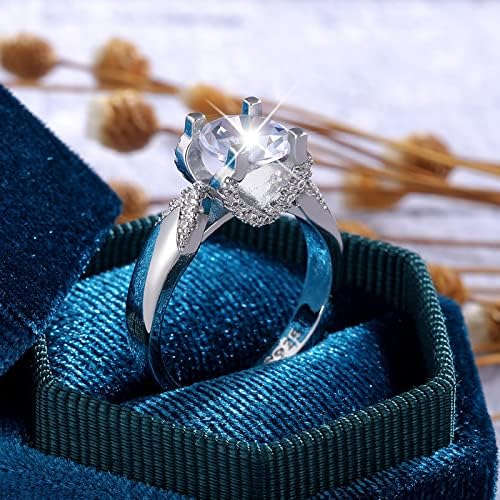 2023 Női Kör Cirkónium-oxid Aranyozott Ezüst Gyűrű Eljegyzési Gyűrűt Negatív Gyűrű (Ezüst, 9)