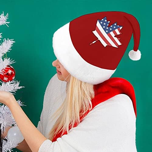 Amerikai Zászló Kanadai Zászló Karácsonyi Kalap Puha Plüss Mikulás Sapka Vicces Beanie a Karácsony, Új Év, Ünnepi Party