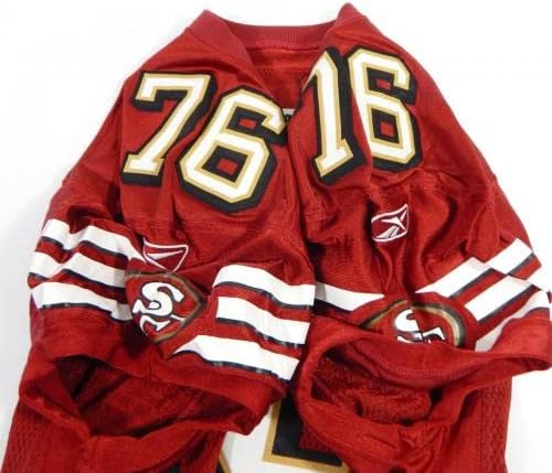 2008-ban a San Francisco 49ers Joe Cohen 76 Játék Kiadott Piros Mez 48 DP37128 - Aláíratlan NFL Játék Használt Mezek