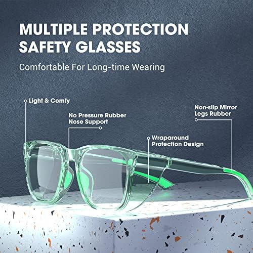 RIVBAO Biztonsági Szemüveg, védőszemüveg, UV-Védő karcálló&Anti-köd Lencsék Labor Szemüveg Felett a szemüveg TA22