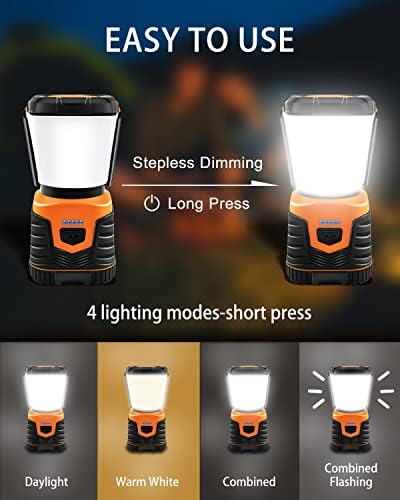 LED Kemping Lámpa Újratölthető, Sunoony LED Zseblámpa Lámpás with1000LM,4 Fény Mód,4400mAh Power Bank, IP44 Vízálló,Hordozható