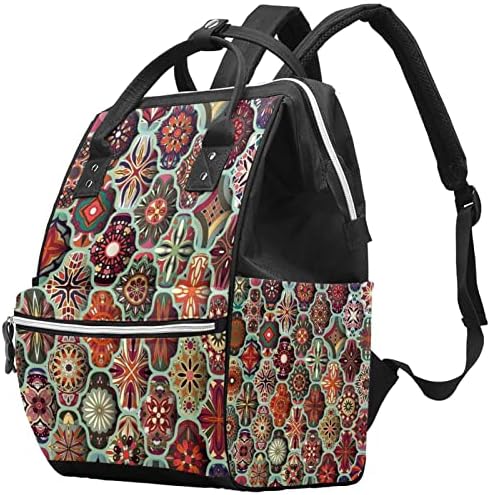 GUEROTKR Utazási Hátizsák, Pelenka táska, Hátizsák Táskában, mandala virág varrat nélküli rács művészeti minta