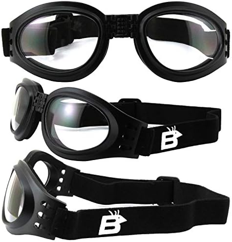 2 Pár Birdz Szemüveg Papagáj Fekete Összecsukható Párnázott Motoros Szemüveg Clear & Füst Lencsék Férfi & Nő