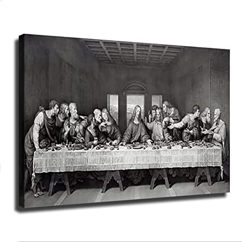 Fekete, Fehér, Utolsó Vacsora Vászon Wall Art - Nagy Úr Jézus Vacsora Plakát Művészet, Fali Dekor Keret Hivatal Vacsora